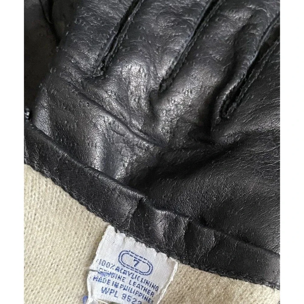 Vintage Woman’s Black Leather Driving Gloves Size 7 Classy!